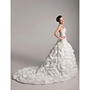 Ball Gown Halter Chapel Train Taffeta Pick-up Wedding Dress (WSM04120)