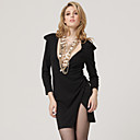 tiefe V-Ausschnitt spezielle Schulter-Design mit langen Ärmeln Kleid / Damenkleider (ff-a-1055031)