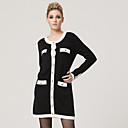Black And White Long Sleeves Round Neckline Sweater Dress / Women's Sweaters (FF-C-BI0736508)