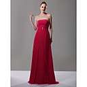 A-line Strapless Floor-length Chiffon Matte Satin Bridesmaid/ Wedding Party Dress