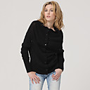 botones de cuello negro stand decorado suéter de mangas largas / suéteres de las mujeres (ss-c-bi0673002)