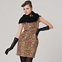 geel Leapord patroon mouwloze ronde hals met bib kleding / dames jurken (ff-d-bk0736005)