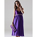 A-line Halter Knee-length Charmeuse And Chiffon Bridesmaid Dress