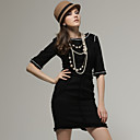 diamond decoratie korte mouwen jurk / dames jurken (zwart) (ff-a-bk1200019)