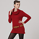 roja mangas largas con cuello vuelto vestido de suéter de la correa / vestidos de suéter de la mujer (ss-c-bk0736005)