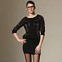 piecred ontwerp lange mouwen splicing trui jurk / dames jurken-zwart (ff-a-bl0996008)