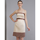 Sheath/ Column Straplesss Short/ Mini Satin Bridesmaid/ Wedding Party Dress