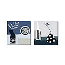 étiré 2-pc main peinture abstraite ensemble (0192-ycf103995)