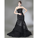 Trumpet/Mermaid Strapless Sweep/Brush Train Taffeta Prom Dress