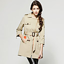 Half Sleeves Diagonal Zipper Lapel Trench Coat / Women's Outerwears (FF-D-BL0736305)