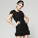 Self Belted Shoulder Tassels Layered Hem Dress / Women's Dresses (FF-A-BA0996002)