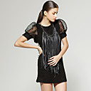 Quasten Design Organza runder Ausschnitt kurzen Ärmeln T-Shirt / T-Shirts (ff-h-ca1287001)