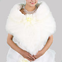 Sleeveless Faux Fur With Lace Bridal Wedding Jacket/ Wrap