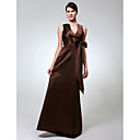 A-line V-neck Floor-length Satin Bridesmaid Dress