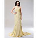 Chiffon Sheath/ Column One Shoulder Court Train Evening Dress inspired by Cat Deeley at Emmy Award