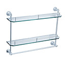 Bathroom Accessories Aluminum Double Glass Shelf With Tower Bar(1018-J5301A-4)