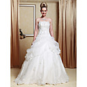 A-line Strapless Scalloped-Edged Neckline Organza Floor-length Wedding Dress