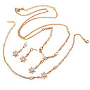 moda cz y bronce con oro 18k conjunto joyas enchapadas, incluyendo collares, aretes, pulsera (0801-hys0050)
