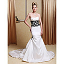 Taffeta Strapless Trumpet Wedding Dresses with Beaded Lace