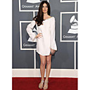Paz Vega Sheath/ Column Bateau Short/ Mini Elastic Woven Satin Grammy/ Cocktail Dress (FSA1111043)