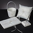 "The Precious" Wedding Collection Set In Ivory Satin With Embroidery Flowers (4 Pieces)