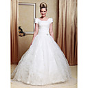 Ball Gown Scoop Organza Satin Floor-length Wedding Dress