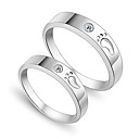 Amazing 925 Sterling Silver And Zircon Lovers Rings Set Of 2