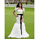 Trumpet/Mermaid Strapless Sweep/Brush Train Organza Satin Wedding Dress With A Wrap