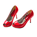 cuero estilete plataforma superior del talón con el partido de animal print / zapatos de noche (1180-1024115) más colores disponibles