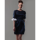 bainha / coluna jóia decote curto / mini vestido de cocktail de cetim