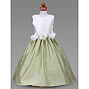 A-line Jewel Floor-length Taffeta Flower Girl Dress