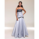 A-line Strapless Sleeveless Floor-length Taffeta Prom Dress