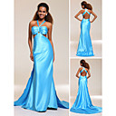 Sheath/Column V-neck Sweep Train Charmeuse Evening/Prom Dress