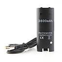 Rechargeable Battery Pack Cable For Wii 3600mah Black