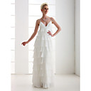 A-line Spaghetti Straps Asymetrical Chiffon Wedding Dress