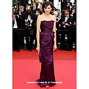 Satin Sheath/ Column Strapless Sweep Train Evening Dress inspired by Ines de la Fressange at Cannes Film Festival