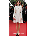 Satin A-line Bateau Short/ Mini Cocktail Dress inspired by Alexa Chung at Cannes Film Festival