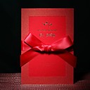 invitación asiático tema de la boda con gran lazo rojo (juego de 50)