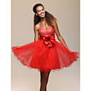 A-line Sweetheart Knee-length Tulle Cocktail Dress