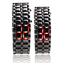  Black Metal Strip Digital Lava Style Iron Sport Couple Red LED Faceless Wrist Watch