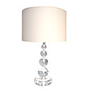 Crystal Table Light with White Fabric Lampshade (E27 Bulb Base)
