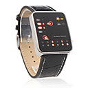 Unisex Binary LED Style PU Leather Wrist Watch (Black)