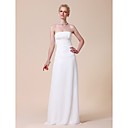 Sheath/Column Floor-length Chiffon Wedding Dress With Beaded Appliques
