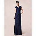 Sheath/Column V-neck Floor-length Taffeta Mother of the Bride Dress