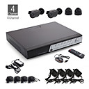 Kit di 4 canali cctv + 2pz nero dome + 2pz fotocamera impermeabile nero + 500gb hdd