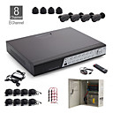Kit di 8 canali cctv + 4 pezzi nero telecamera dome + 4 pezzi fotocamera impermeabile nero + 1000 GB HDD
