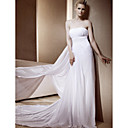 Sheath/Column Strapless Chapel Train Chiffon Wedding Dress