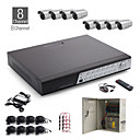 8-kanaals all-in-een CCTV-kit + 8st zilver 36led dome camera + 1000 GB hdd