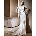 Sheath/Column Halter Chapel Train Elastic Woven Satin Wedding Dress