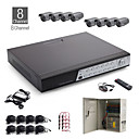 8-Kanal-all-in-one cctv Kit + 8St schwarz 36LED-Dome-Kamera + 1000GB HDD